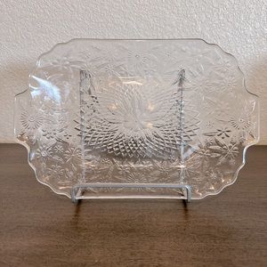 Vintage Indiana‎ Glass Pineapple & Floral Clear Small Oval Platter